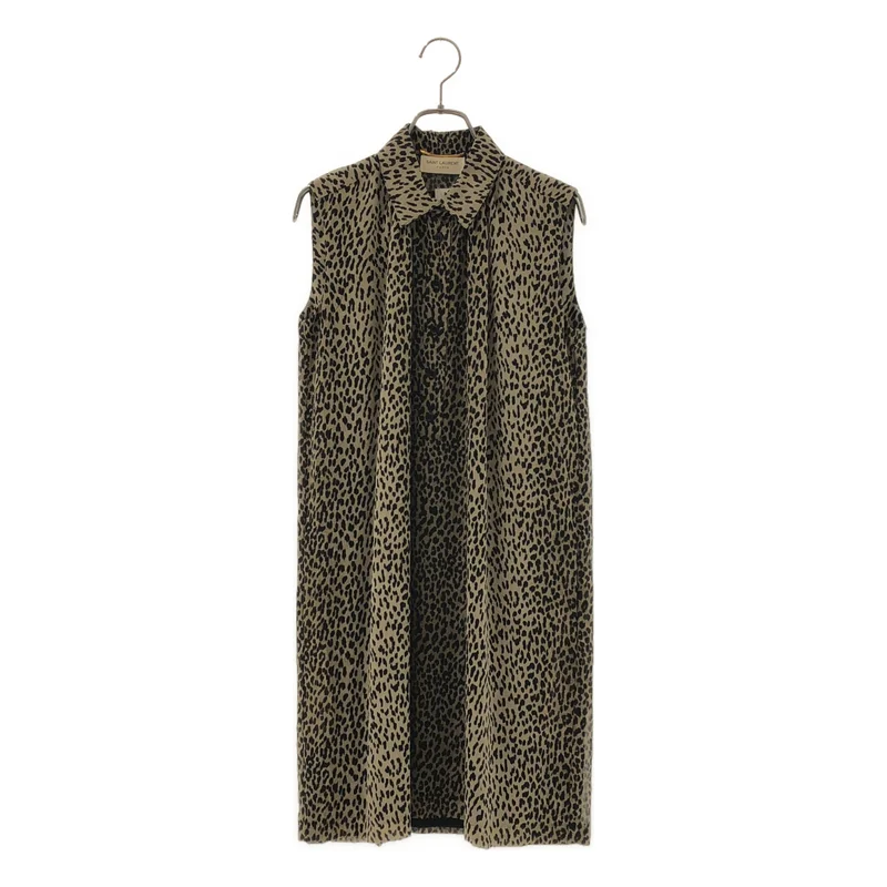 SAINT LAURENT PARIS / サンローランパリ | レオパードプリント スリーブレス ワンピース | 36 | レディース