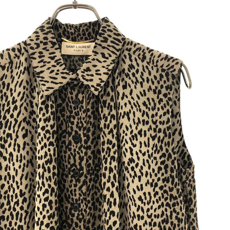 SAINT LAURENT PARIS / サンローランパリ | レオパードプリント スリーブレス ワンピース | 36 | レディース