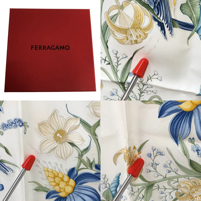 Salvatore Ferragamo / サルヴァトーレフェラガモ | シルク フラワー バード プリント 大判 スカーフ ストール |