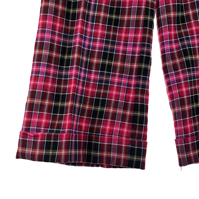 tricot COMME des GARCONS / トリココムデギャルソン | 2004AW | ウール チェック 製品加工 ワイド スラックス パンツ | M | レディース