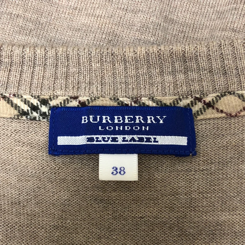BURBERRY BLUE LABEL / バーバリーブルーレーベル | ウール ロゴ刺しゅう エポーレット クルーネックニット | 38 | レディース
