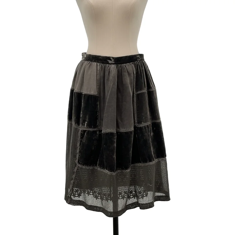tricot COMME des GARCONS / トリココムデギャルソン | 2006SS | 染め加工 ベロア サイドジップ パッチワーク スカート | S | レディース