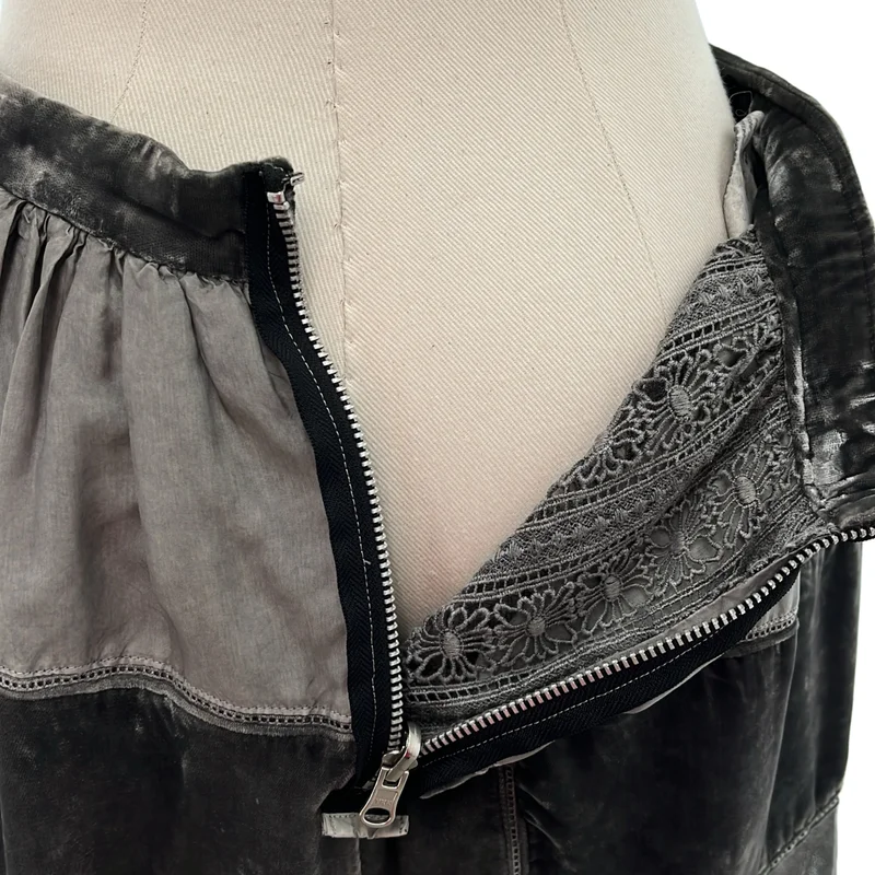 tricot COMME des GARCONS / トリココムデギャルソン | 2006SS | 染め加工 ベロア サイドジップ パッチワーク スカート | S | レディース