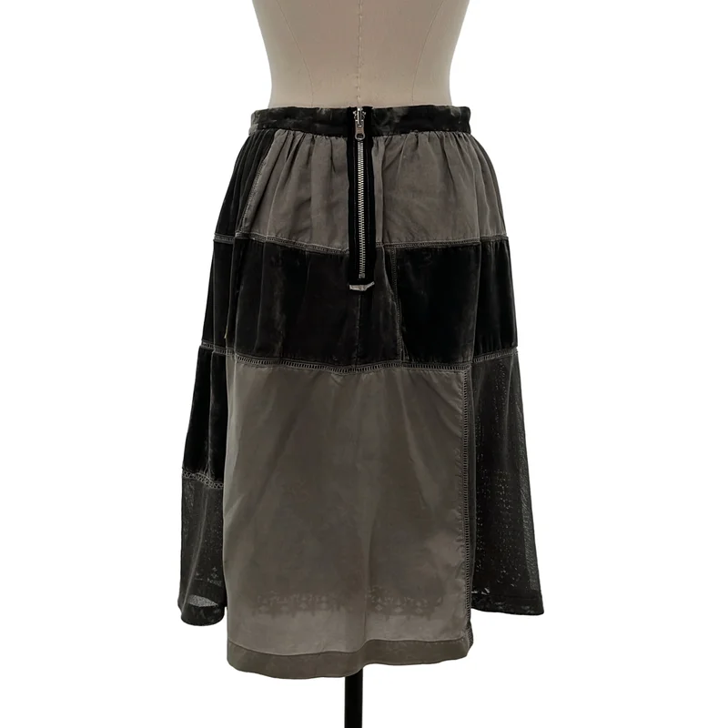 tricot COMME des GARCONS / トリココムデギャルソン | 2006SS | 染め加工 ベロア サイドジップ パッチワーク スカート | S | レディース