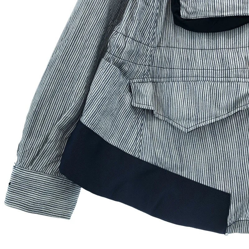 sacai / サカイ | コットン ストライプ フード付き ギャザージャケット |