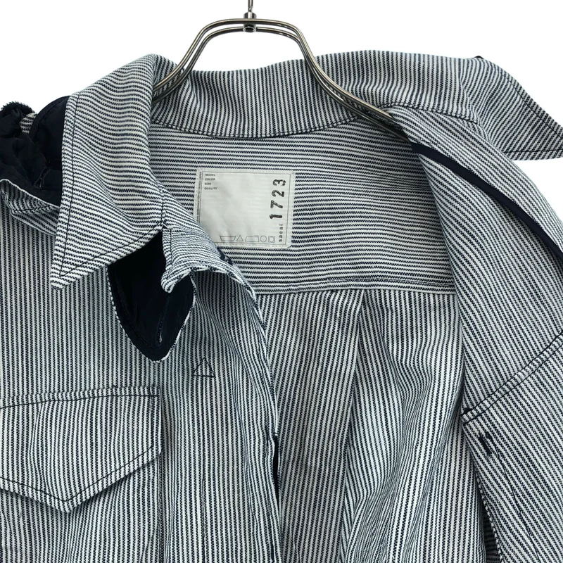 sacai / サカイ | コットン ストライプ フード付き ギャザージャケット |