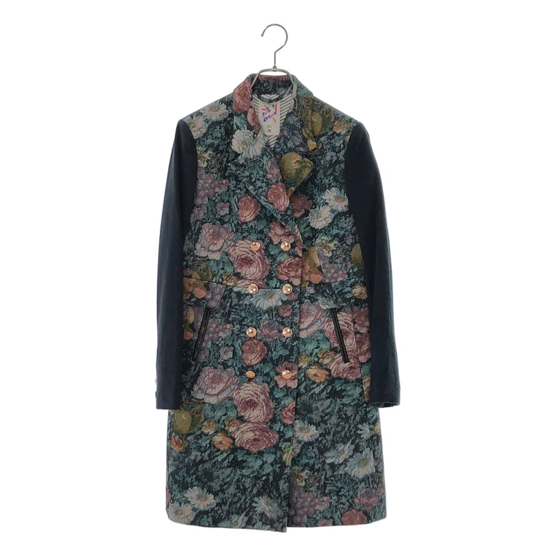 Paul Smith / ポールスミス | LIMITED 70 / コットン混 ゴブラン フラワー 袖切り替え チェスターコート | 40 | レディース