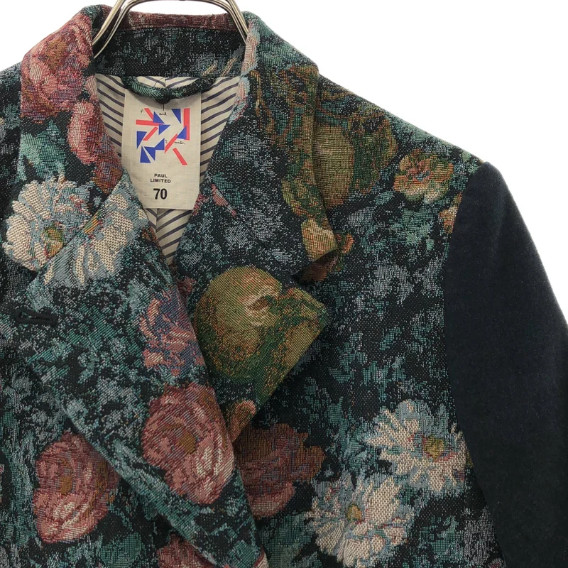 Paul Smith / ポールスミス | LIMITED 70 / コットン混 ゴブラン フラワー 袖切り替え チェスターコート | 40 | レディース