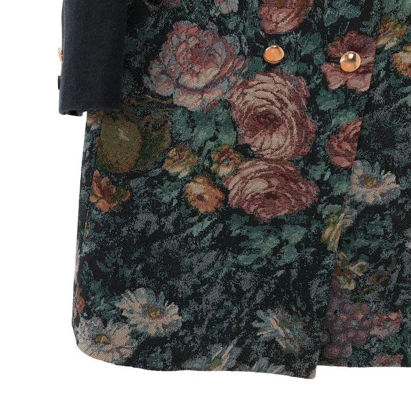 Paul Smith / ポールスミス | LIMITED 70 / コットン混 ゴブラン フラワー 袖切り替え チェスターコート | 40 | レディース