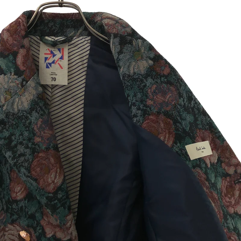 Paul Smith / ポールスミス | LIMITED 70 / コットン混 ゴブラン フラワー 袖切り替え チェスターコート | 40 | レディース