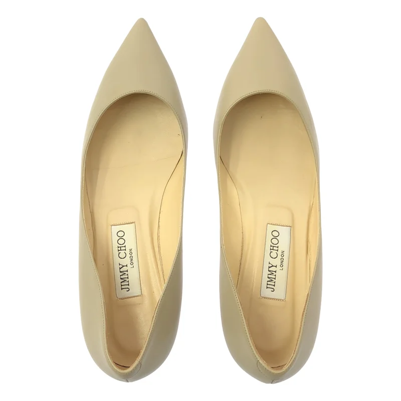 JIMMY CHOO / ジミーチュウ | レザー ポインテッドトゥ フラットシューズ | 39 | レディース