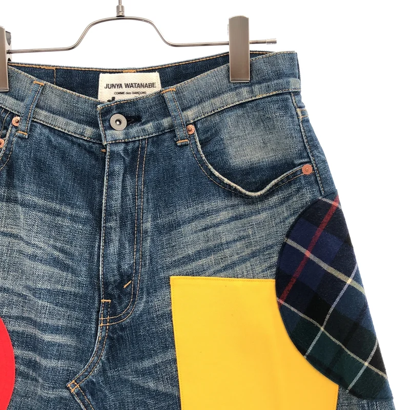JUNYA WATANABE COMME des GARCONS denim / ジュンヤワタナベコムデギャルソンデニム | 2015SS | パッチワーク フレアデニムスカート | S | レディース