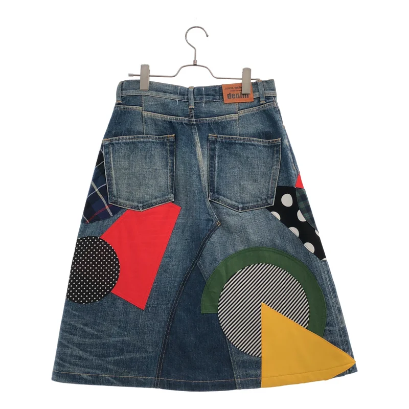 JUNYA WATANABE COMME des GARCONS denim / ジュンヤワタナベコムデギャルソンデニム | 2015SS | パッチワーク フレアデニムスカート | S | レディース