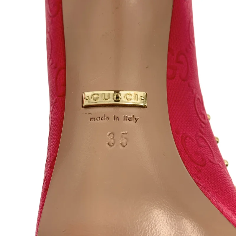 GUCCI / グッチ | レザー GGロゴ スタッズ ポインテッドトゥ ヒール パンプス | 35 | レディース