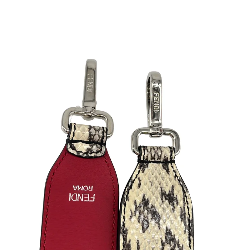 FENDI / フェンディ | パイソン型押し レザーリボン ショルダー ストラップ |