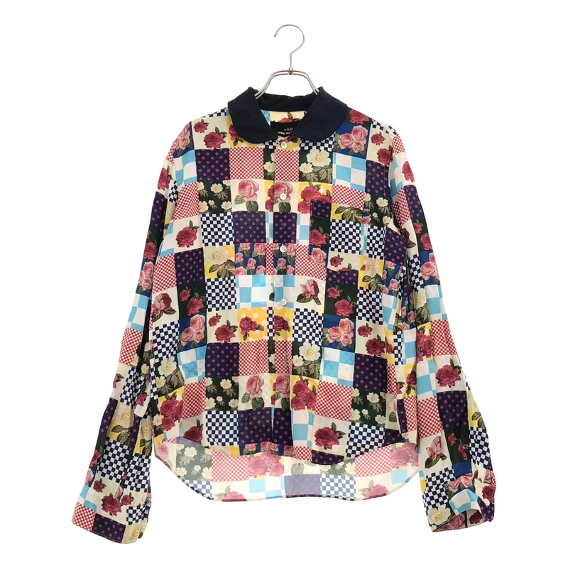 tricot COMME des GARCONS / トリココムデギャルソン | 2006SS | レーヨン 総柄 オーバーシルエット 丸襟 シャツ ブラウス | M | レディース
