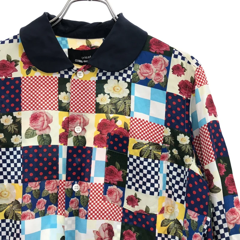 tricot COMME des GARCONS / トリココムデギャルソン | 2006SS | レーヨン 総柄 オーバーシルエット 丸襟 シャツ ブラウス | M | レディース