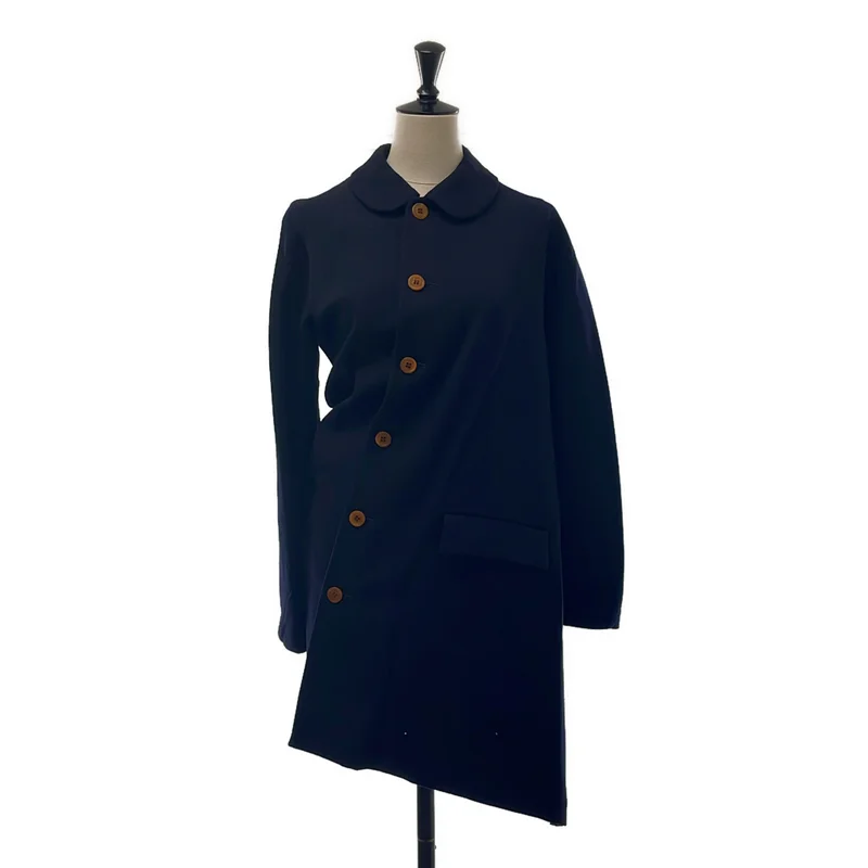 COMME des GARCONS / コムデギャルソン | 2002AW | 変形 捻れ アシンメトリー 丸襟 シングル ロングジャケット | M | レディース