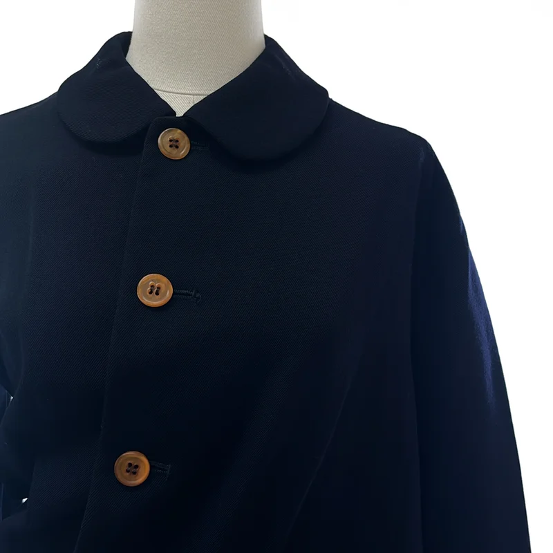 COMME des GARCONS / コムデギャルソン | 2002AW | 変形 捻れ アシンメトリー 丸襟 シングル ロングジャケット | M | レディース