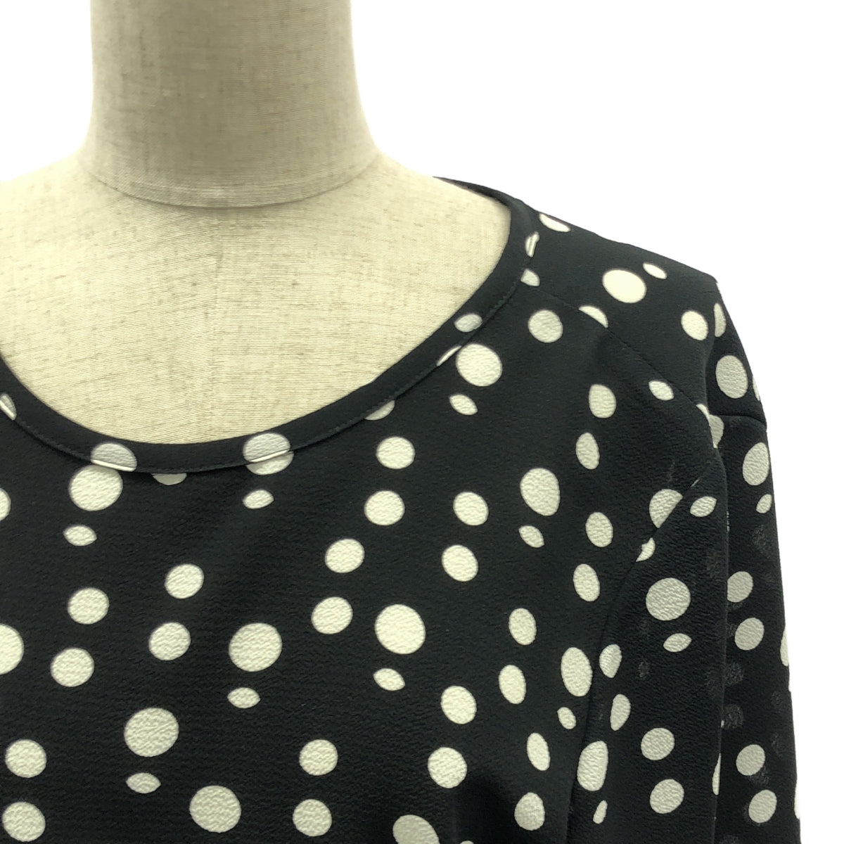 新品】 Agnes b. / アニエスベー | ノーカラー ドット ワンピース | 38