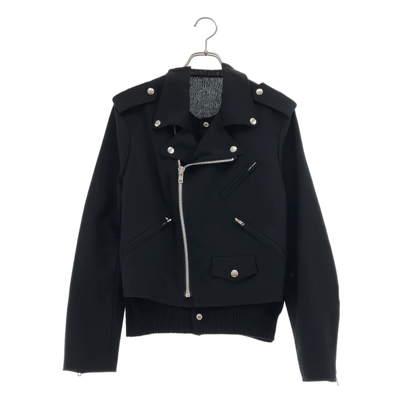 COMME des GARCONS COMME des GARCONS / コムコム | 2013AW | ウール ニットカーディガンドッキング ダブルライダースジャケット | S | レディース