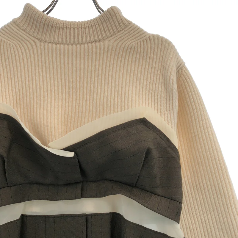 sacai / サカイ | Wool Knit x Chalk Stripe Dress ニットドッキング