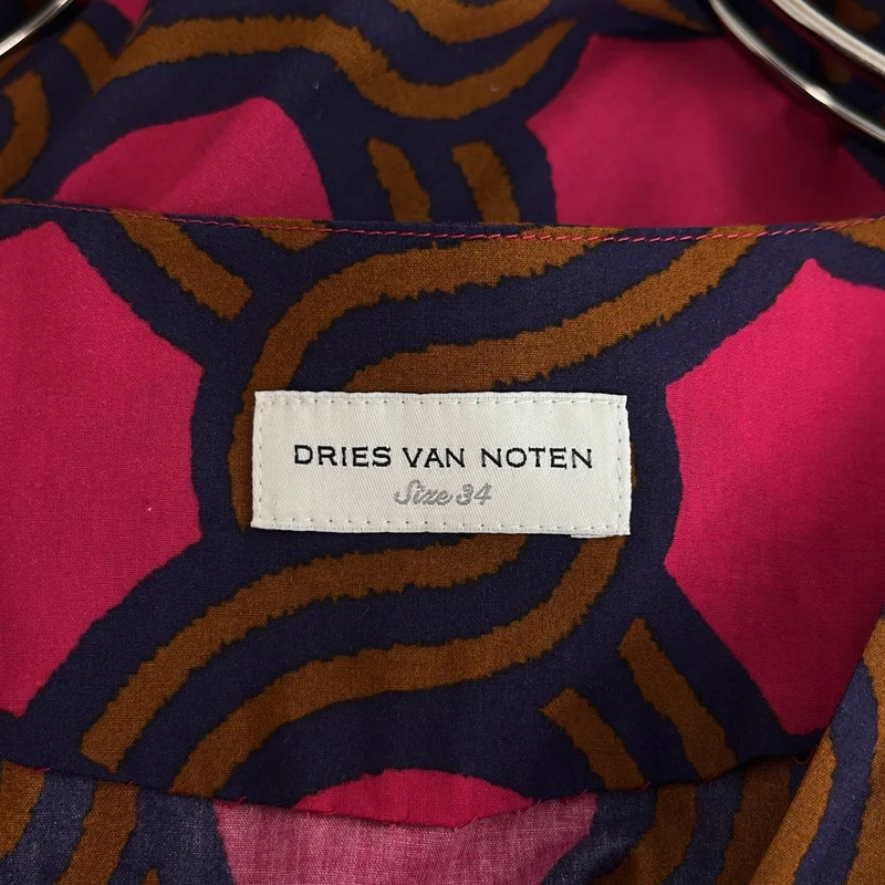 DRIES VAN NOTEN / ドリスヴァンノッテン | コットン チェーンプリント Vネックワンピース | 34 | レディース