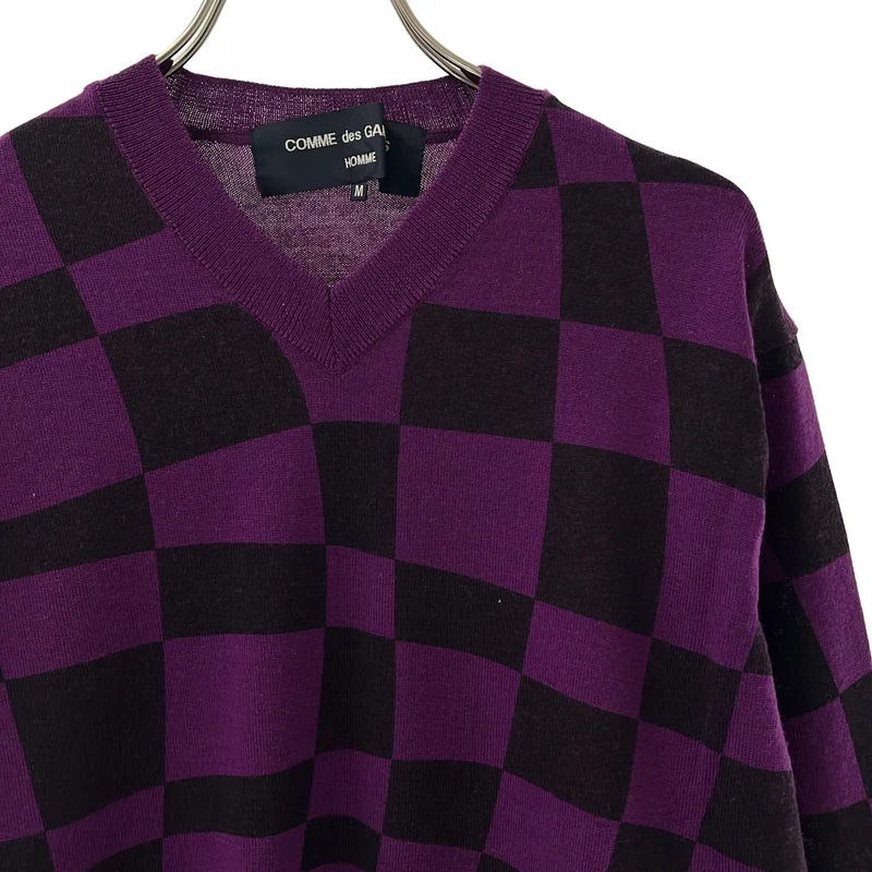 COMME des GARCONS HOMME / コムデギャルソンオム | 2004AW | ウール チェック Vネックニット | M | メンズ