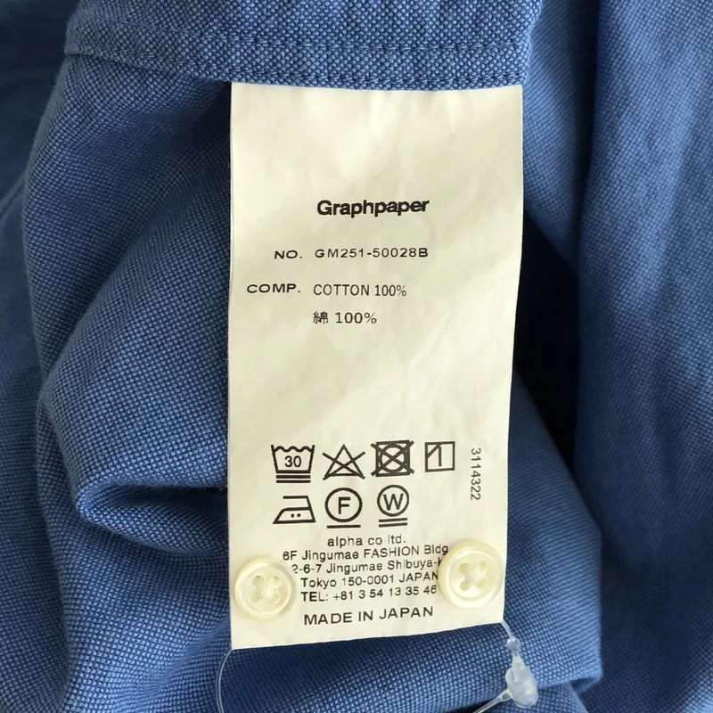 Graphpaper / グラフペーパー | 2025SS | Oxford L/S Band Collar Box Shirt / コットン バンドカラー オックスフォードシャツ | 1 | メンズ