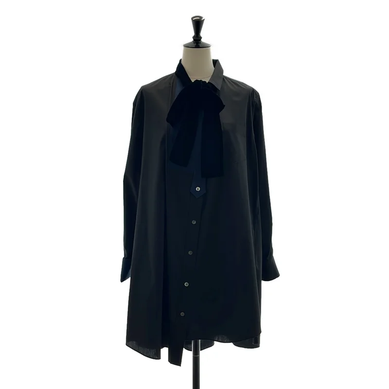 sacai / サカイ | ベルベットリボン シャツ ワンピース | 1 | レディース