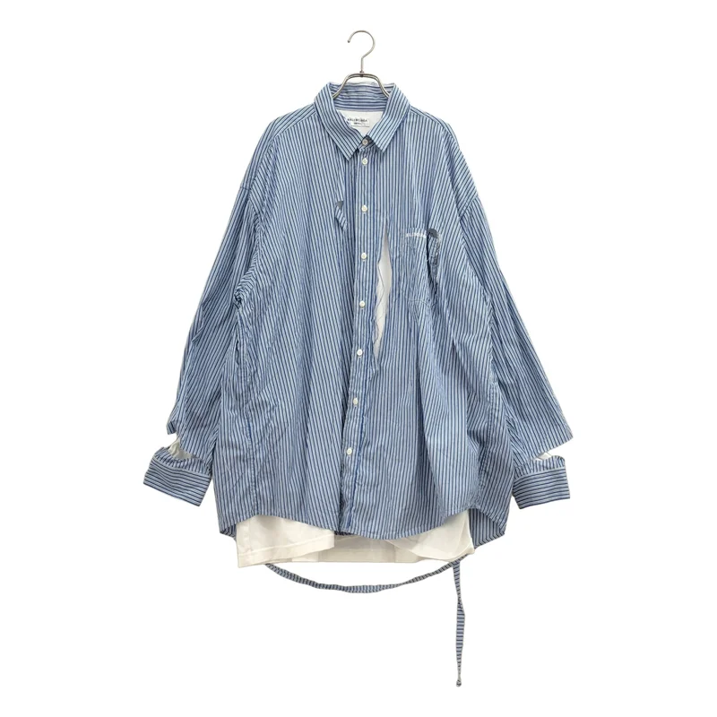 BALENCIAGA / バレンシアガ | 2021AW | コットン ストライプ ダメージ加工 オーバーシャツ | 34 | メンズ