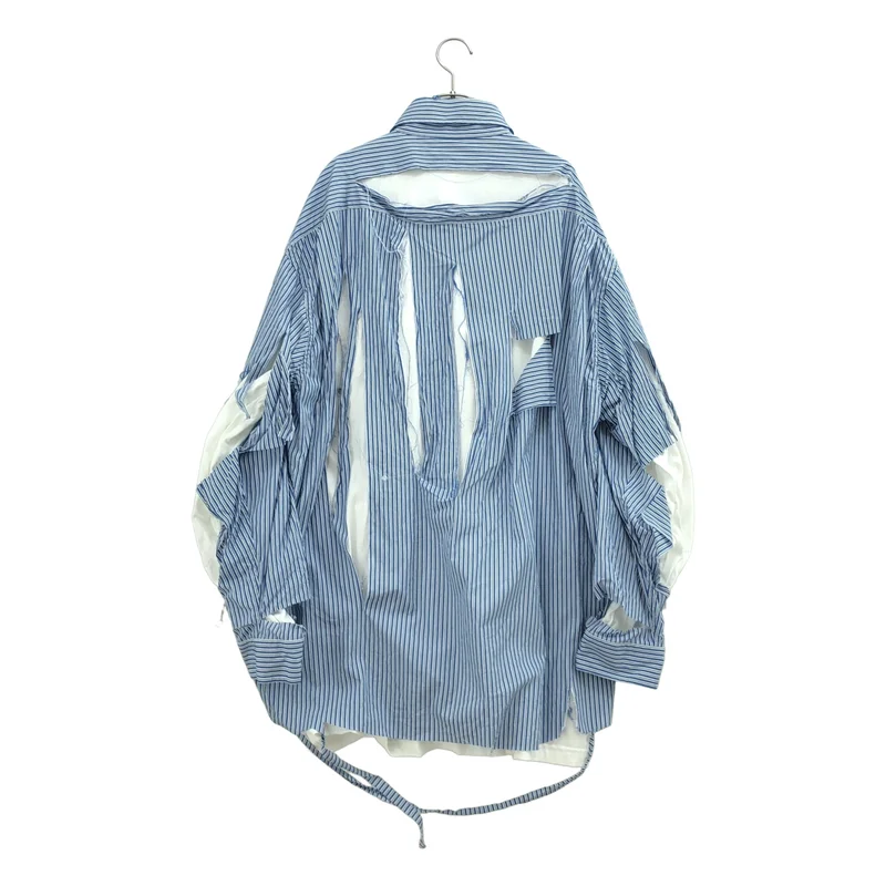 BALENCIAGA / バレンシアガ | 2021AW | コットン ストライプ ダメージ加工 オーバーシャツ | 34 | メンズ