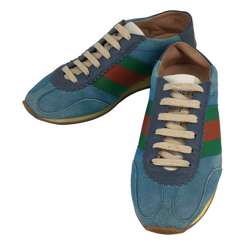 GUCCI / グッチ | ウェブストライプ スエード スニーカー 537049 | 35 | レディース