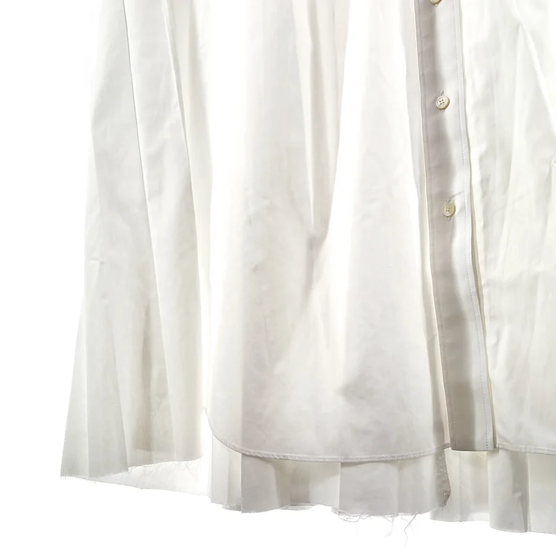 sacai / サカイ | 2022AW | Cotton Poplin Dress / オーバーシルエット カットオフ プリーツ シャツ ワンピース | 2 | レディース
