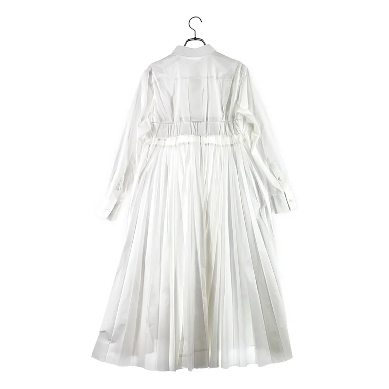sacai / サカイ | 2022AW | Cotton Poplin Dress / オーバーシルエット カットオフ プリーツ シャツ ワンピース | 2 | レディース