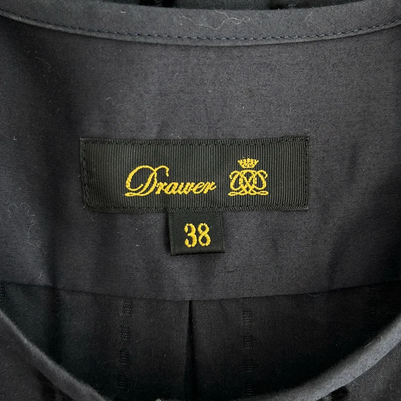 Drawer / ドゥロワー | ストライプ カットジャガード ノーカラーシャツ | 38 | レディース