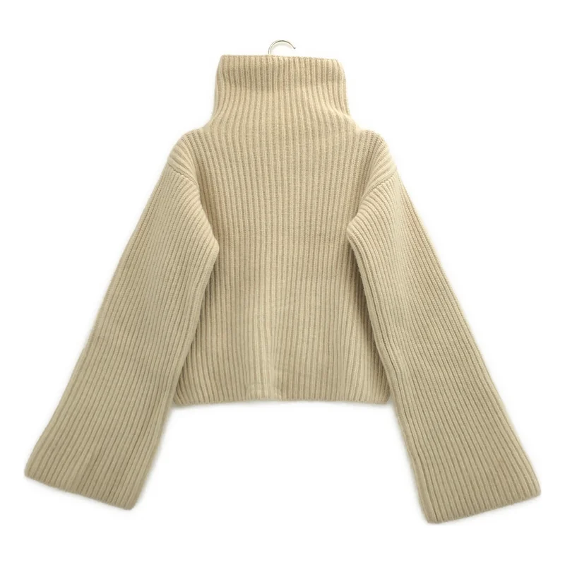 THE SHISHIKUI / シシクイ | HIGH NECK KNIT / カシミヤ ウール リブ スリット タートルネック ニット | F | レディース