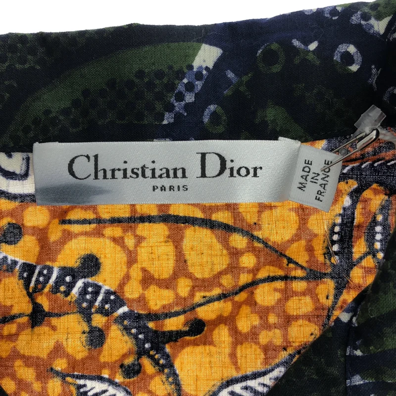 Christian Dior / クリスチャンディオール | コットン アニマル総柄 オープンカラーシャツ | 36 | レディース