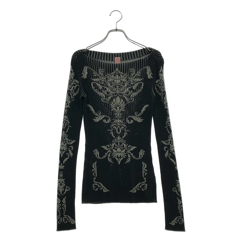 FETICO / フェティコ | DAMASK PATTERN RIB KNIT TOP ニット | 38 | レディース