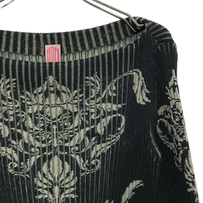 FETICO / フェティコ | DAMASK PATTERN RIB KNIT TOP ニット | 38 | レディース