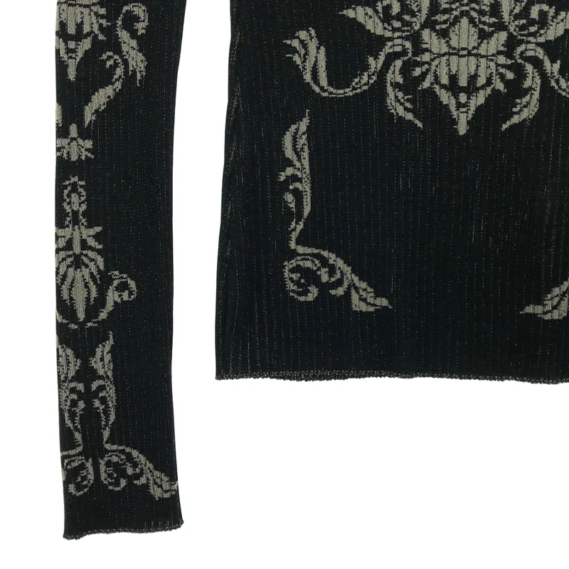 FETICO / フェティコ | DAMASK PATTERN RIB KNIT TOP ニット | 38 | レディース