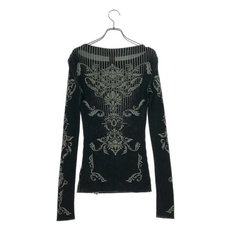 FETICO / フェティコ | DAMASK PATTERN RIB KNIT TOP ニット | 38 | レディース