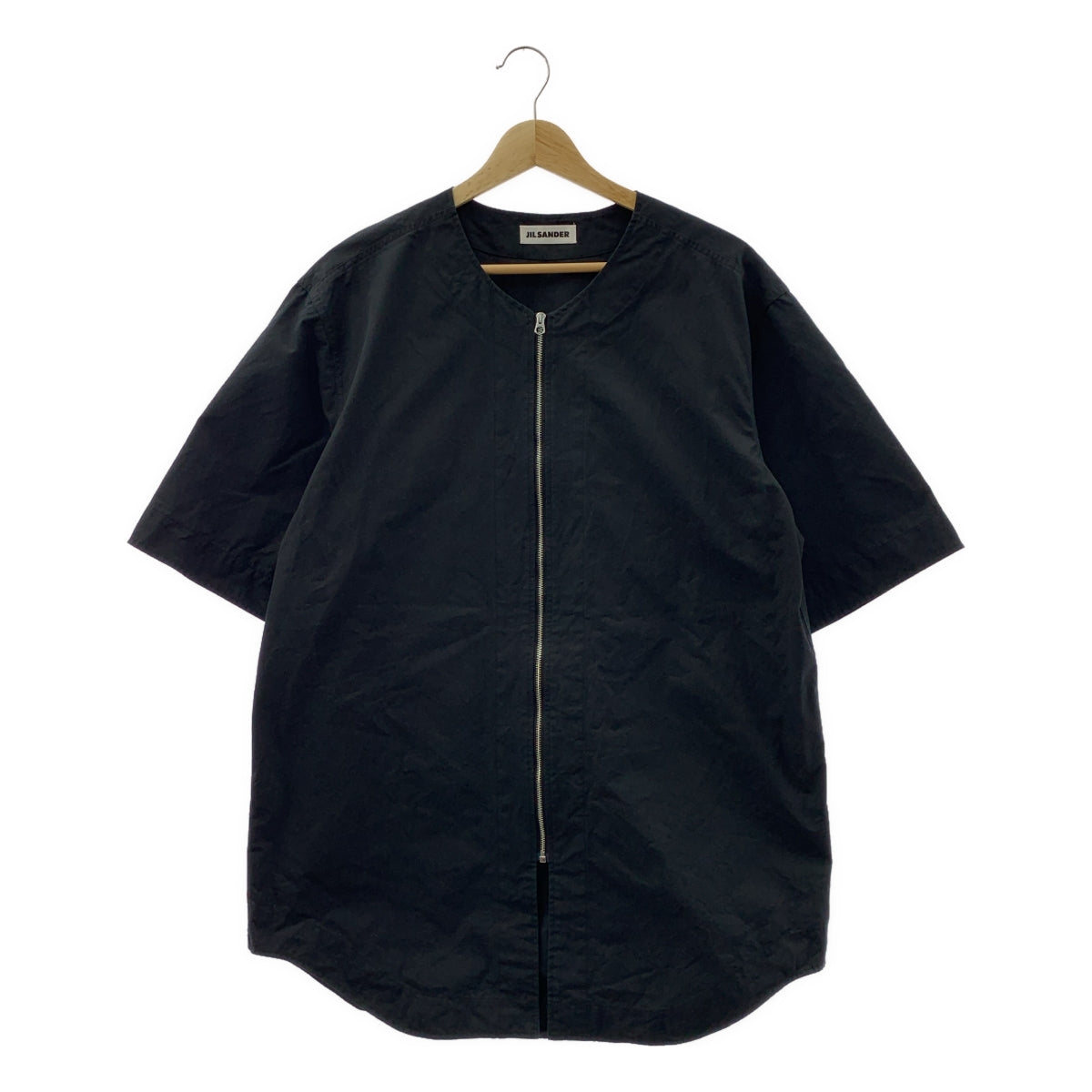 JIL SANDER / ジルサンダー | コットン ノーカラー ジップアップ 半袖