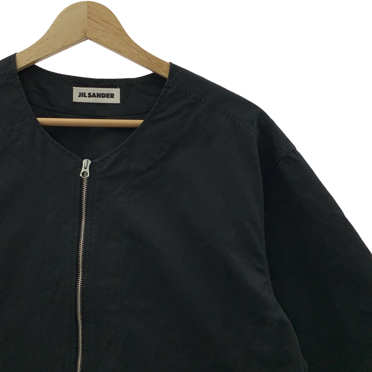 JIL SANDER / ジルサンダー | コットン ノーカラー ジップアップ 半袖