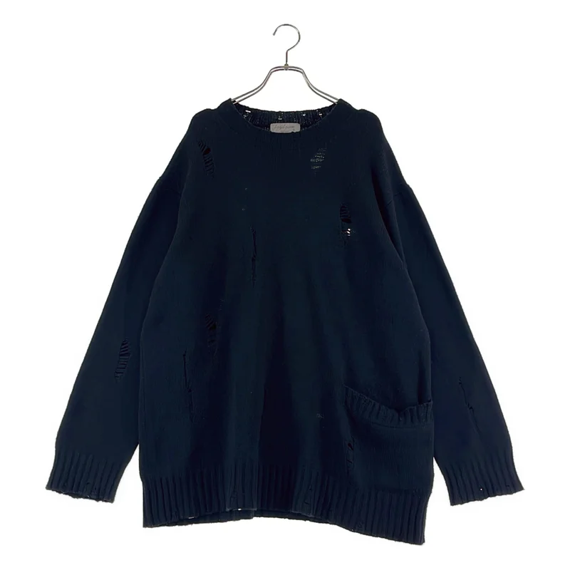 YOHJI YAMAMOTO POUR HOMME / ヨウジヤマモトプールオム | 2022AW | ダメージ加工 プルオーバー ニット | 3 | メンズ