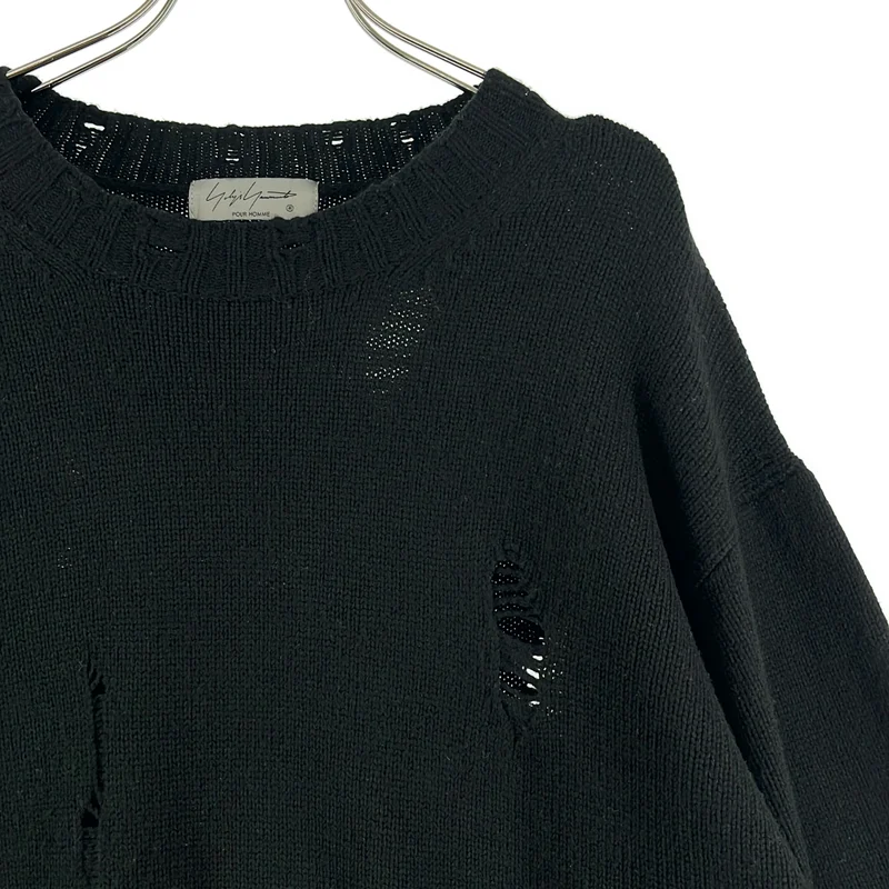 YOHJI YAMAMOTO POUR HOMME / ヨウジヤマモトプールオム | 2022AW | ダメージ加工 プルオーバー ニット | 3 | メンズ