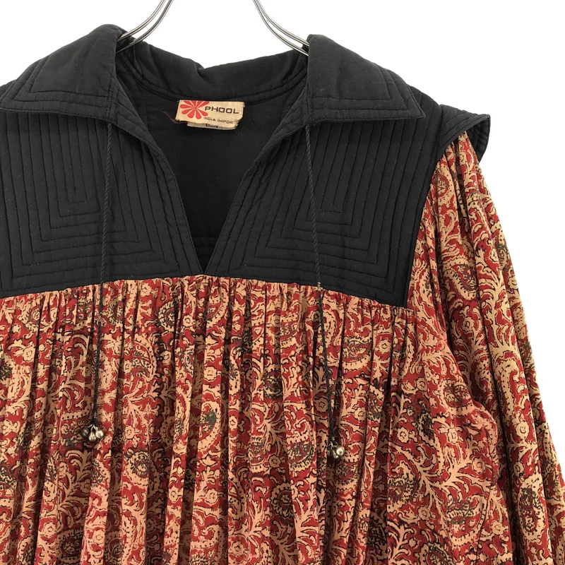VINTAGE / ヴィンテージ古着 | PHOOL / キルティング切替 プリント ロングワンピース | 14 | レディース