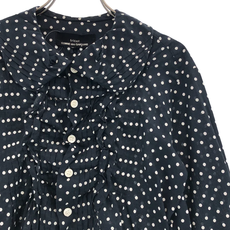 tricot COMME des GARCONS / トリココムデギャルソン | 2015AW | コットン混 ドット ラウンドカラー シャツワンピース | S | レディース
