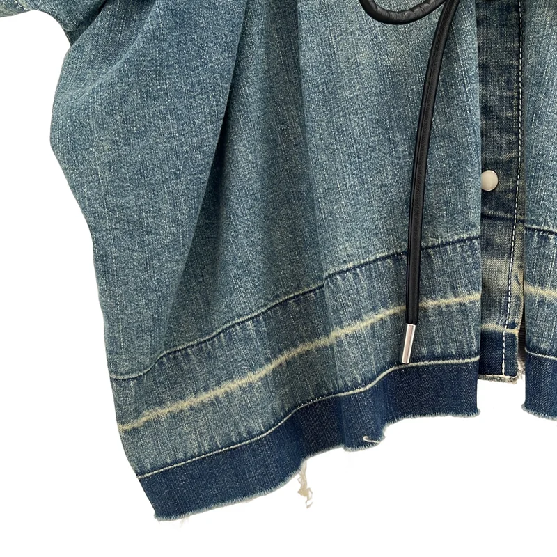 sacai / サカイ | ダメージ加工 コットン デニム ポンチョ シャツ | 1 | レディース