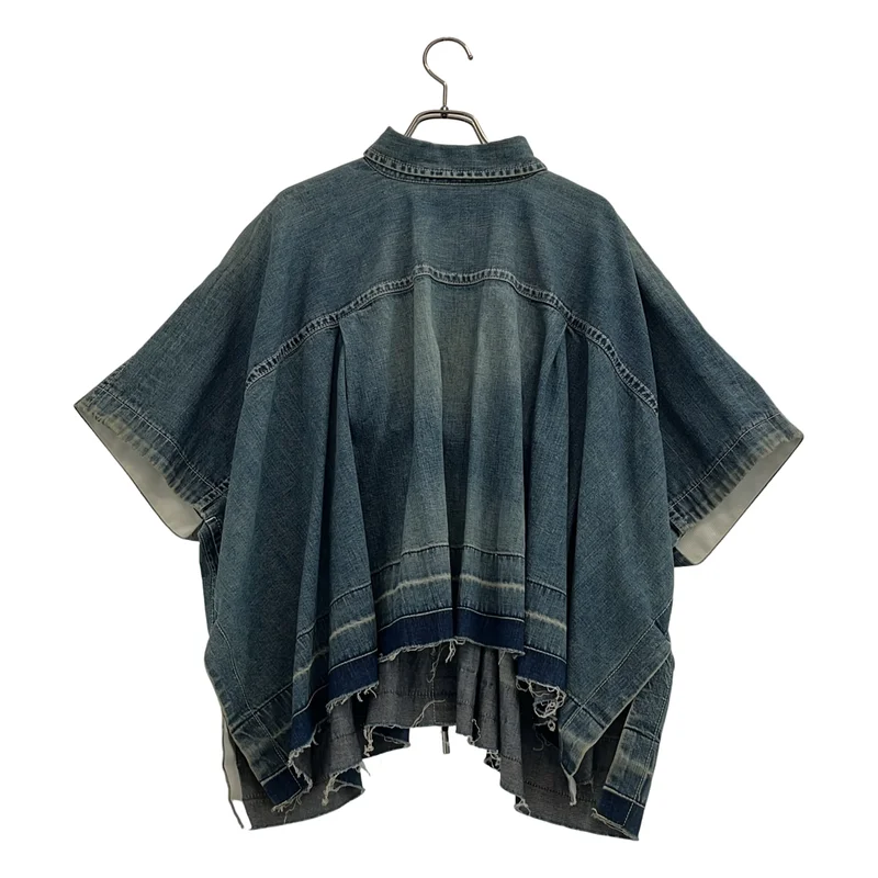 sacai / サカイ | ダメージ加工 コットン デニム ポンチョ シャツ | 1 | レディース